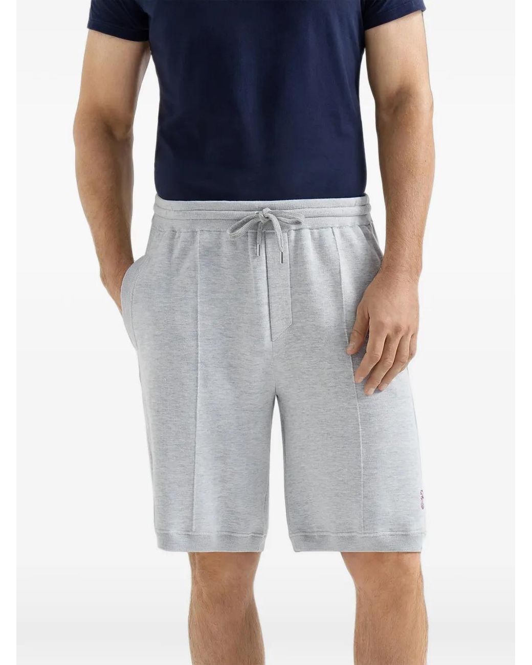 Brunello Cucinelli Gray Logo-embroidered Shorts for men