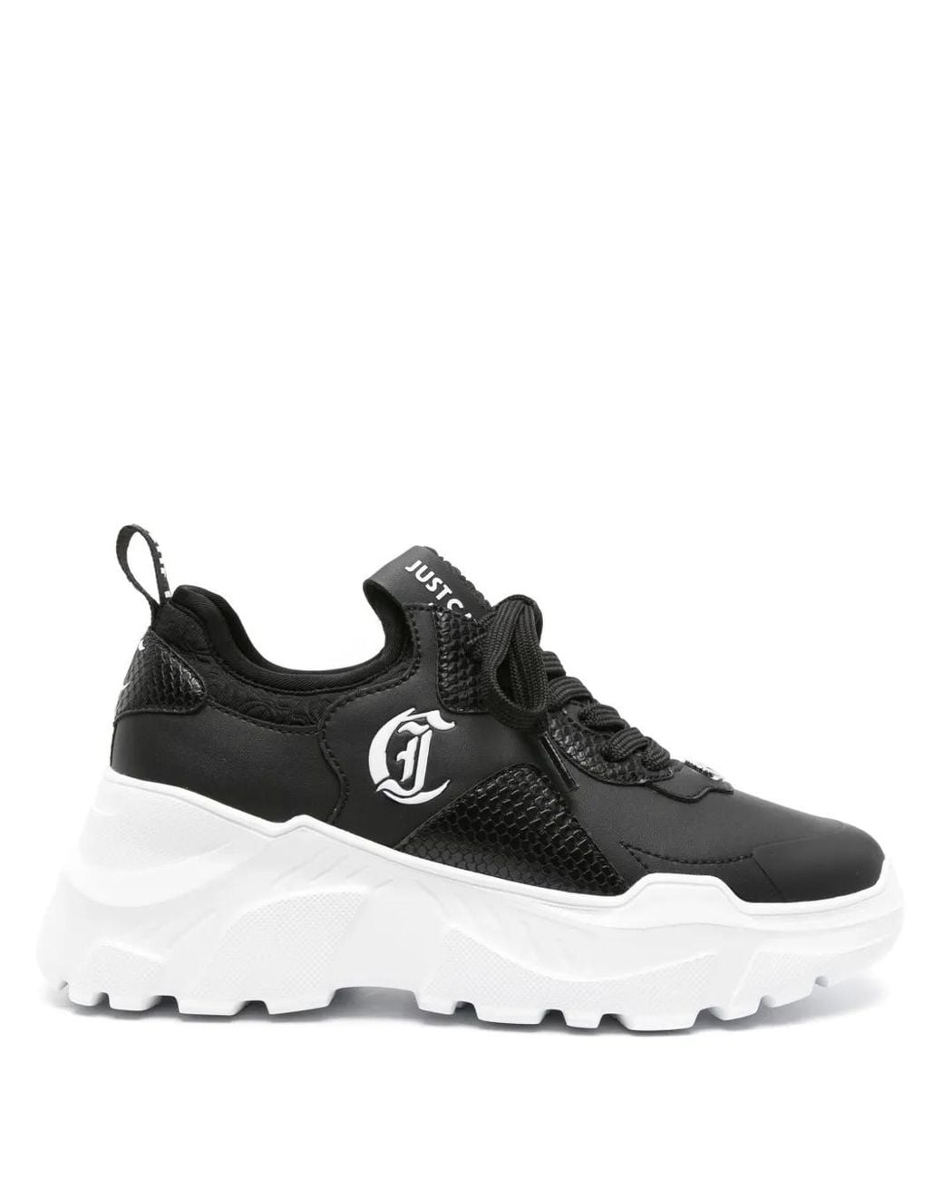 Just Cavalli Black Logo-Appliqué Chunky Sneakers