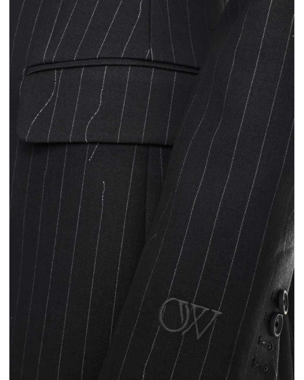 Off-White c/o Virgil Abloh Gray Off- Broken Pinstripe Pattern Jacket With
