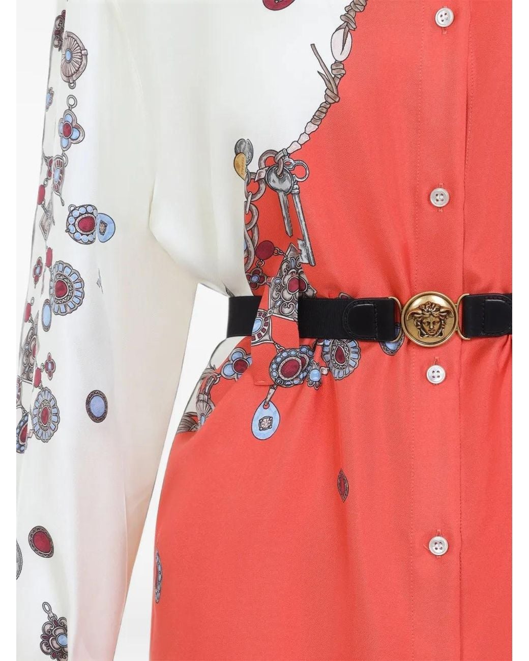 Versace Red Belted Silk Shirt Mini Dress