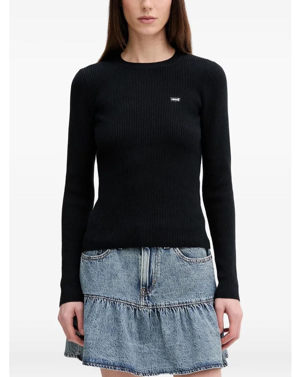 Levi's Black Logo-Detail Long-Sleeve Top
