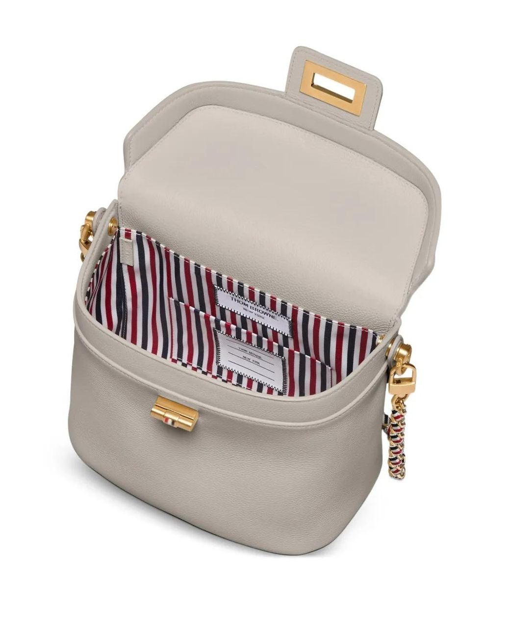 Thom Browne Gray Soft Pebble Grain Box Bag