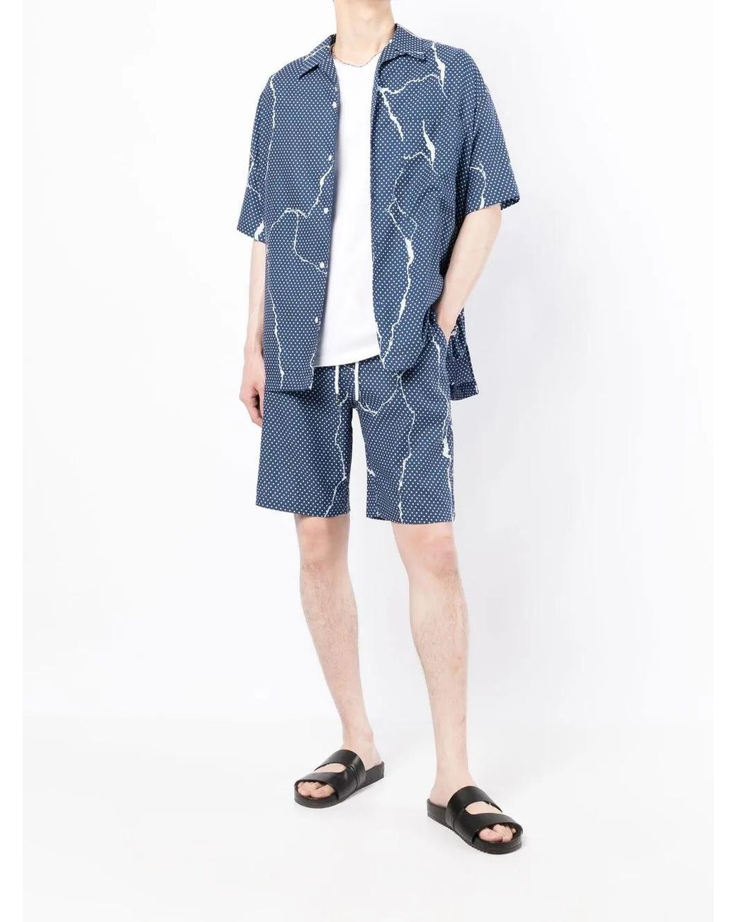 Destin Blue Polka-Dot Pattern Print Shorts for men