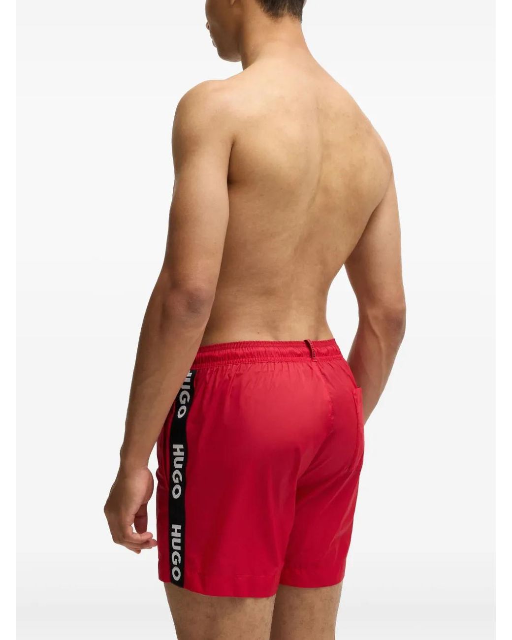 HUGO Red Logo-Tape Swim Shorts for men