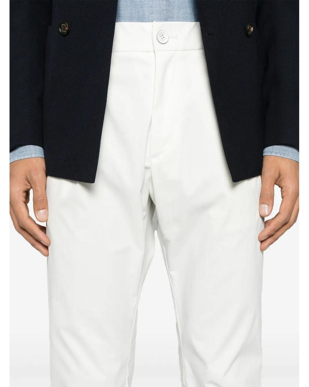 Herno White Cotton Trousers for men