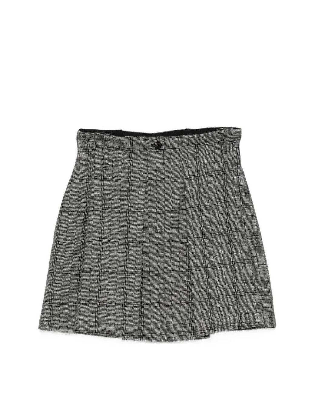 Tela Gray Check-Pattern Pleated Mini Skirt