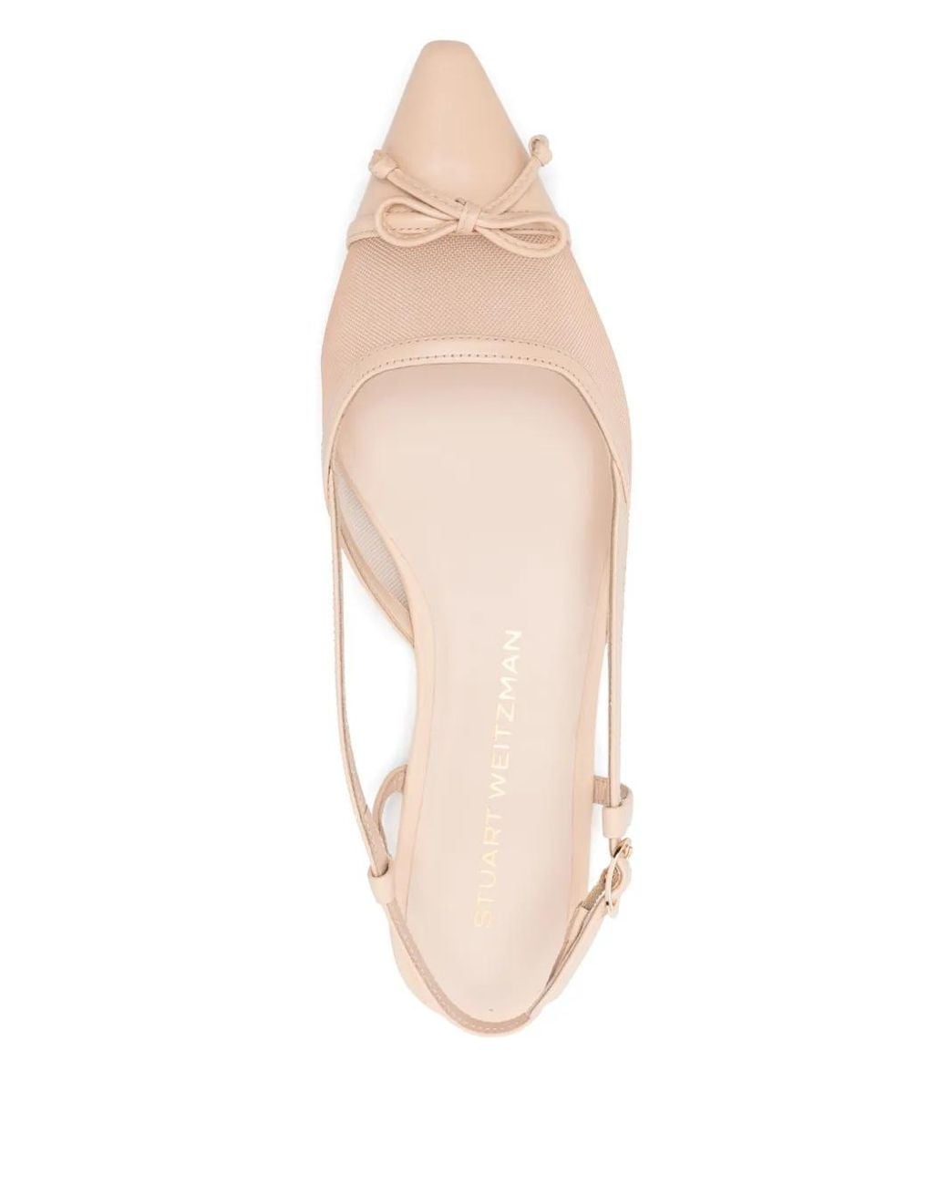 Stuart Weitzman Natural Mesh-Panel Ballet Flats