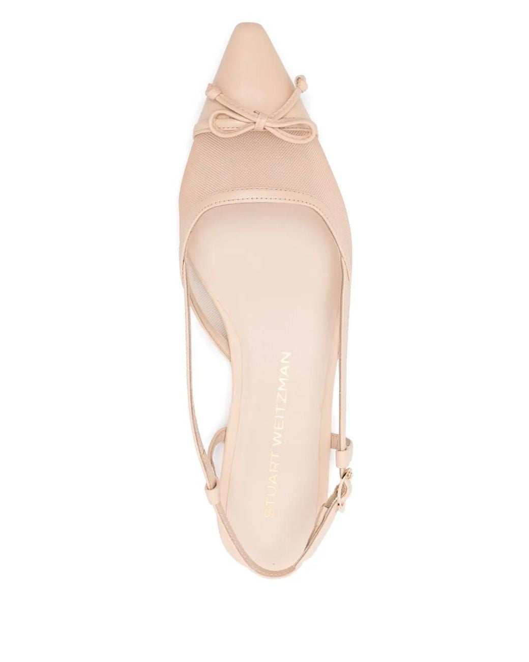Stuart Weitzman Natural Mesh-Panel Ballet Flats
