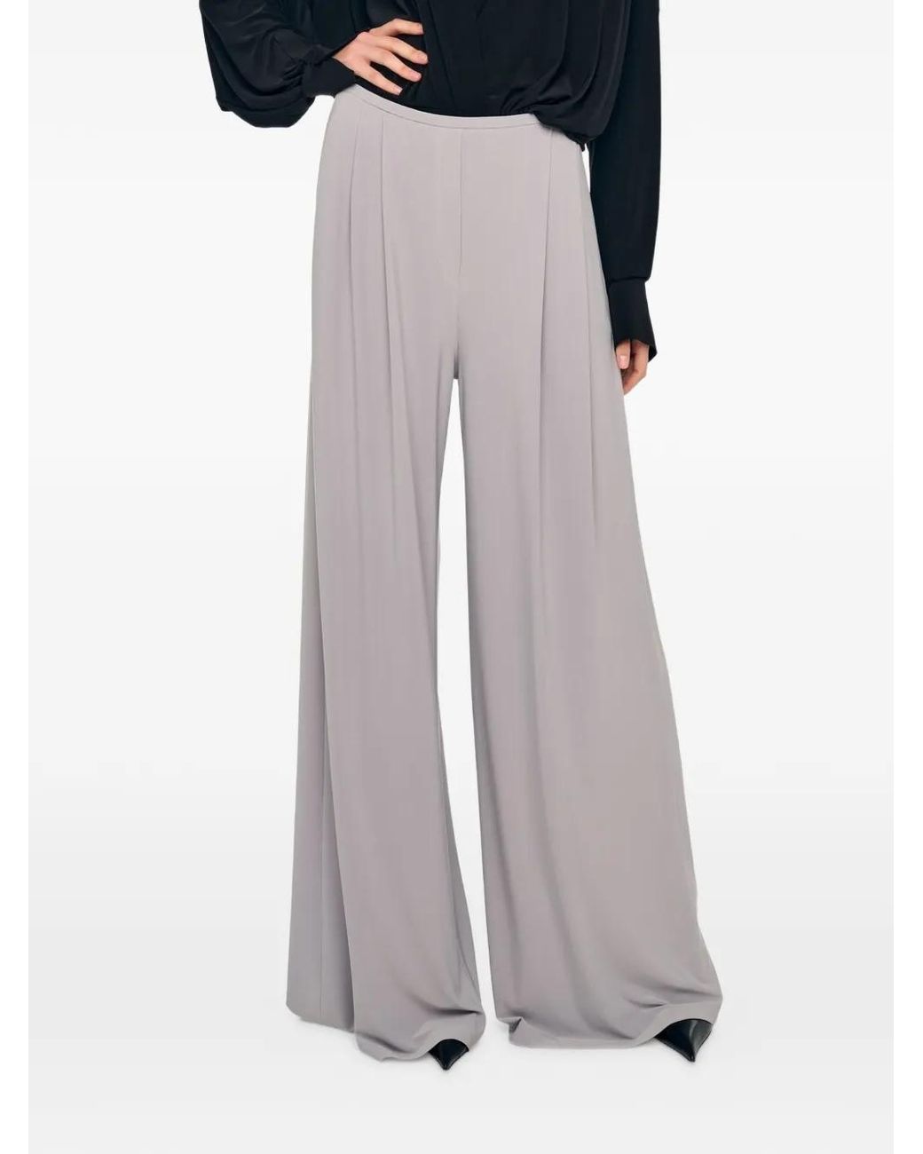 Norma Kamali Gray Pleated Trousers
