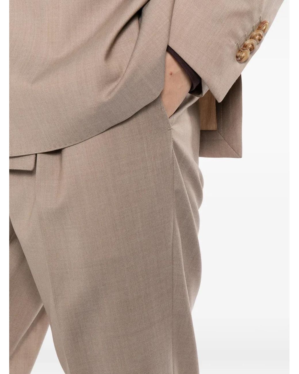 Lardini Natural Double-Breasted Peak-Lapel Suit for men