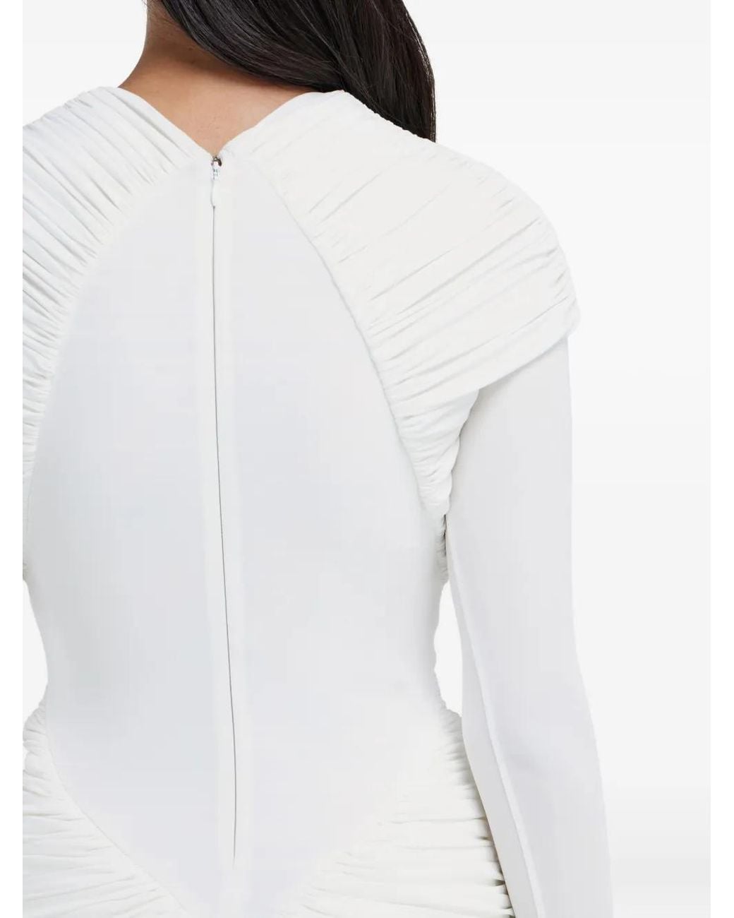 Ferragamo White Draped Midi Dress