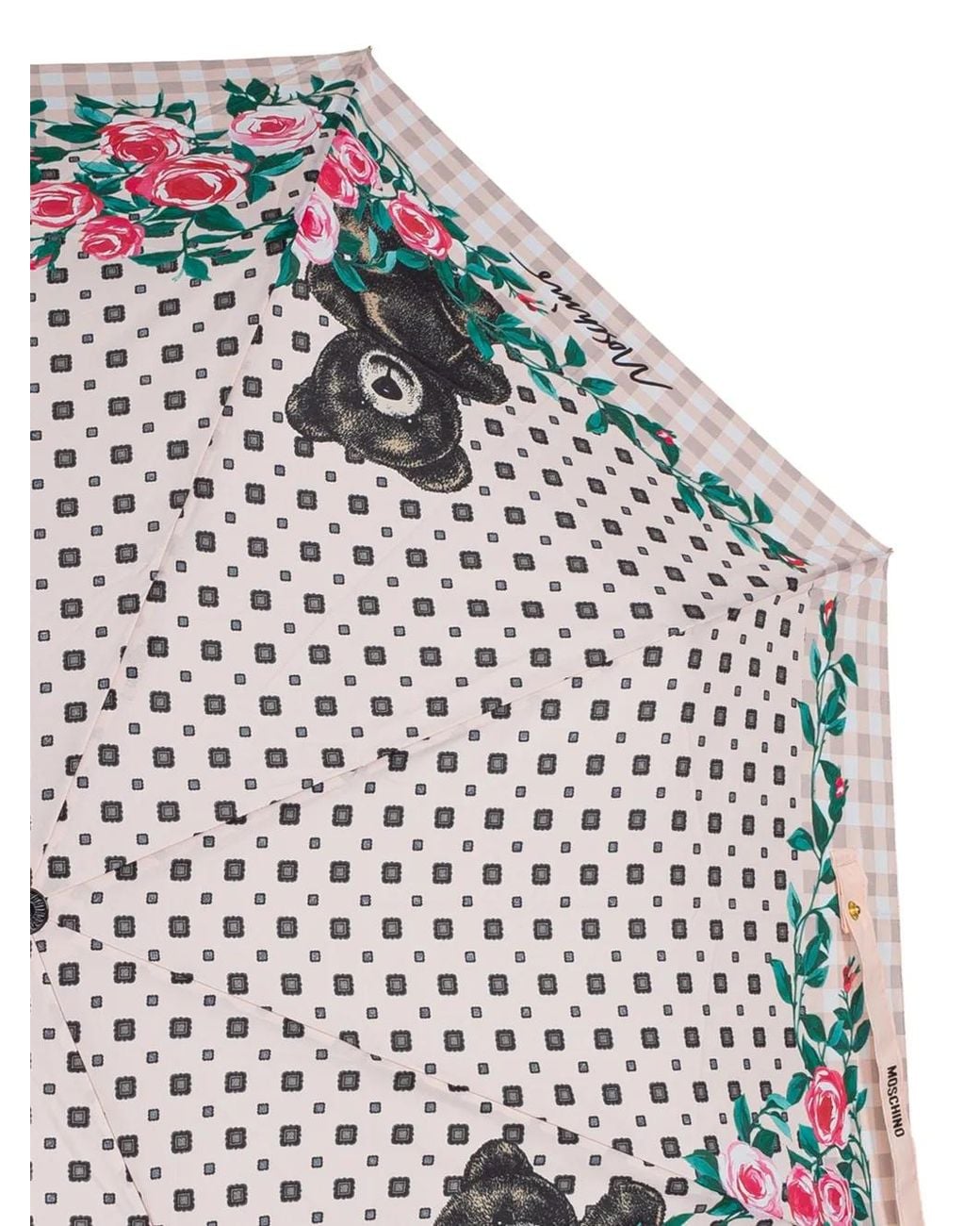 Moschino Gray Floral Bear-Print Umbrella