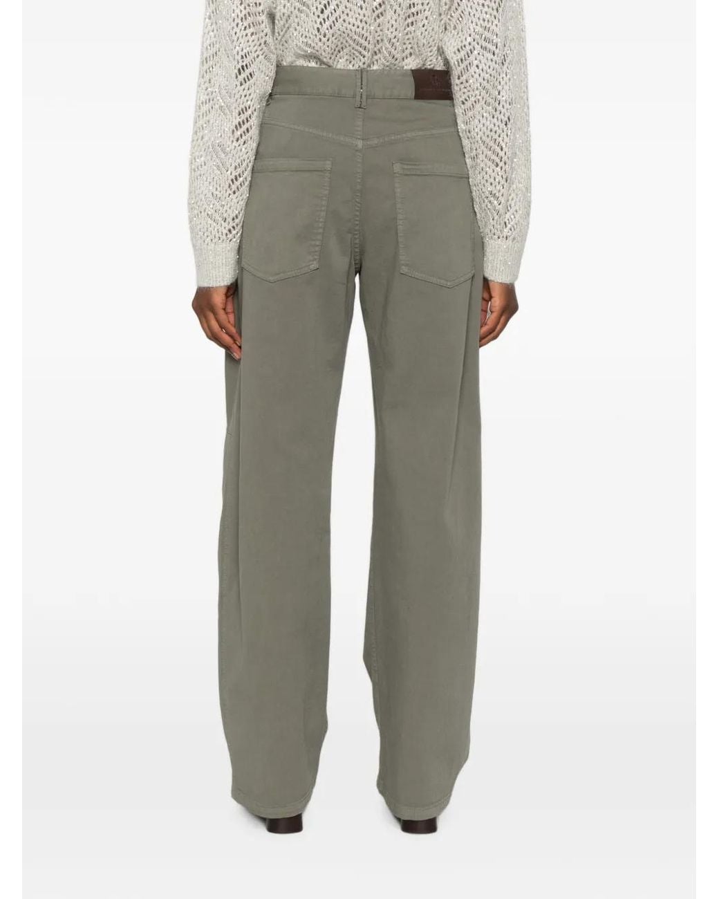 Brunello Cucinelli Green Logo-Patch Jeans