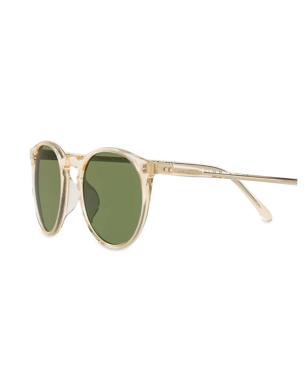 Oliver Peoples Men's O'malley Peaked Round Sunglasses With Mineral Glass Lenses - Buff Green