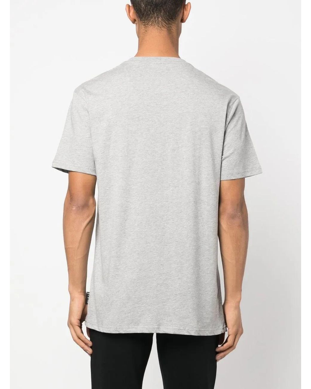Philipp Plein Gray Logo-Plaque Cotton T-Shirt for men