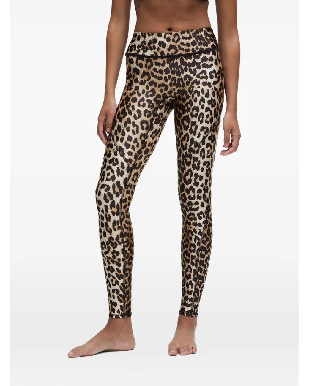 Ganni Natural Leopard-Print Performance Trousers