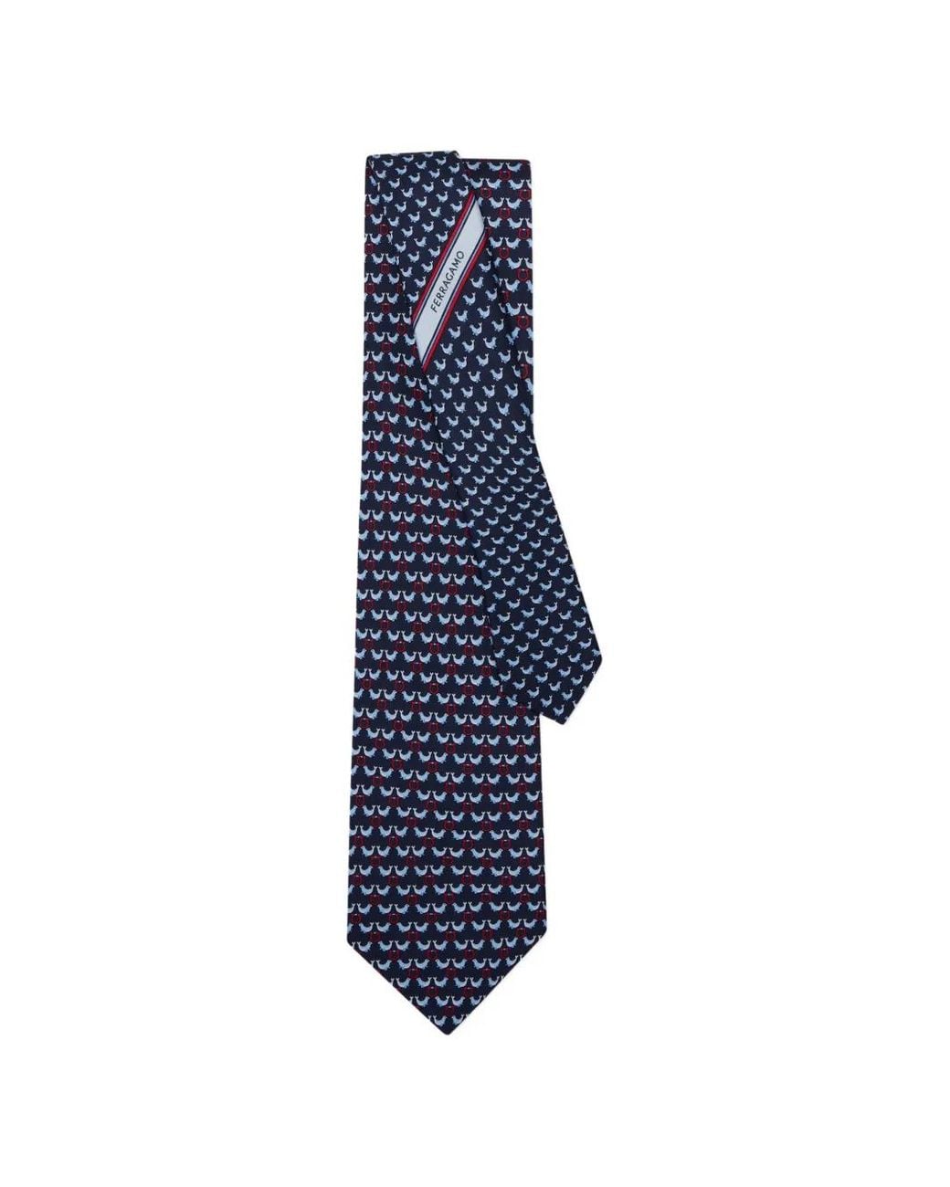Ferragamo Blue Circus Print Silk Tie for men