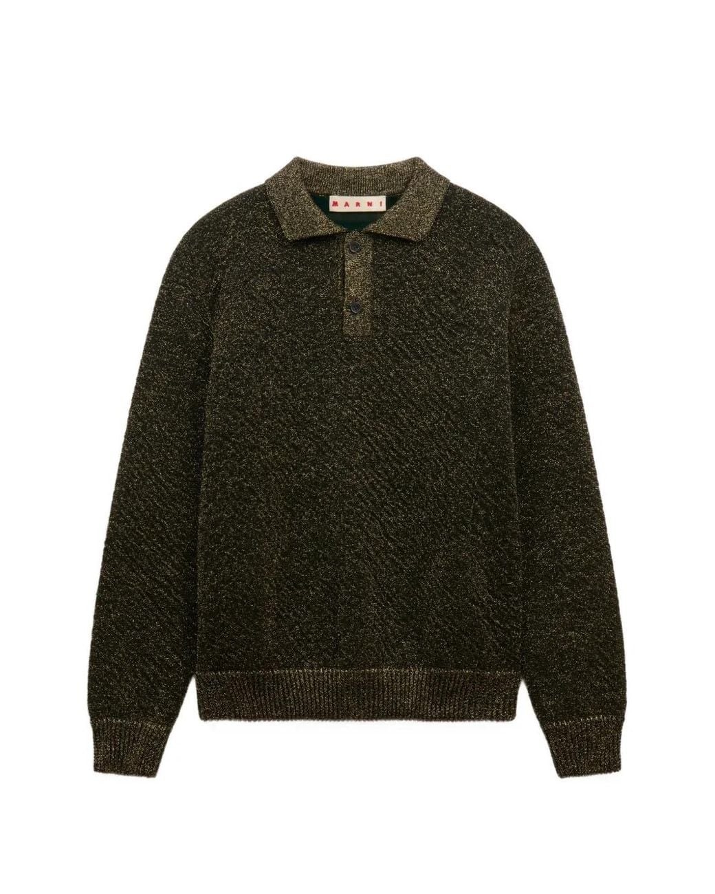 Marni Green Wool Polo Sweater With Lurex Detailing for men