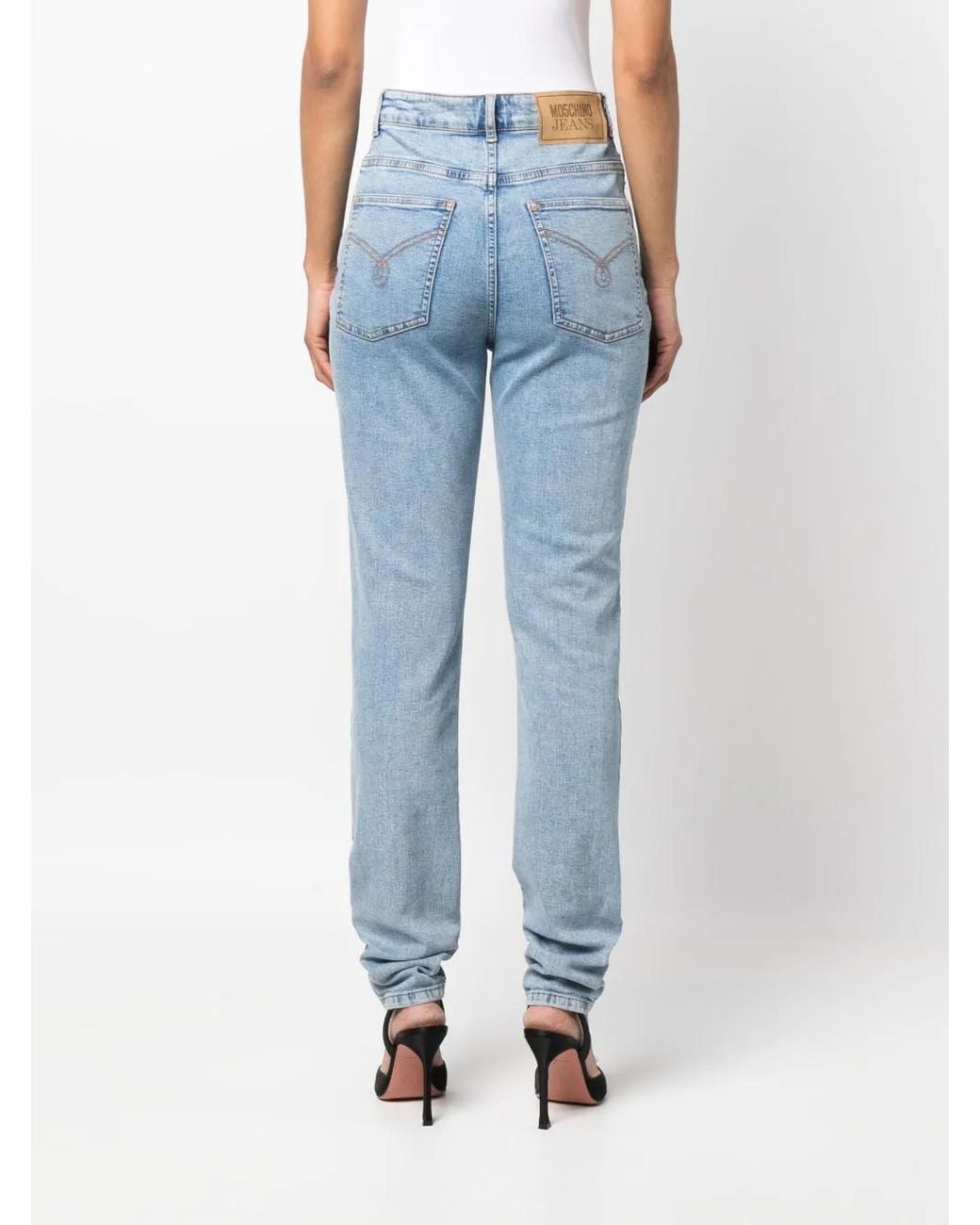 Moschino Blue High-Rise Slim-Cut Jeans
