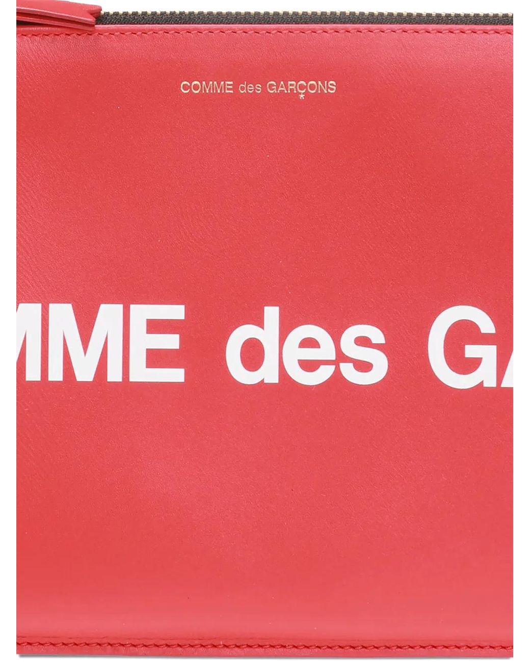 Comme des Garçons Red Logo-Print Leather Pouch