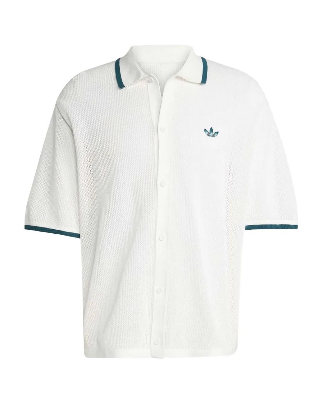 Adidas White Textured Short-Sleeves Shirt for men