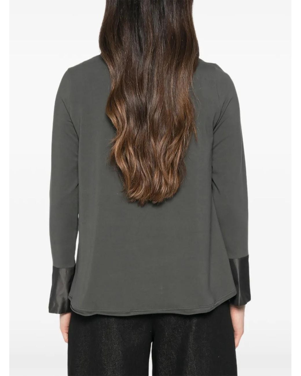 Whyci Gray High-Neck Split-Cuff T-Shirt