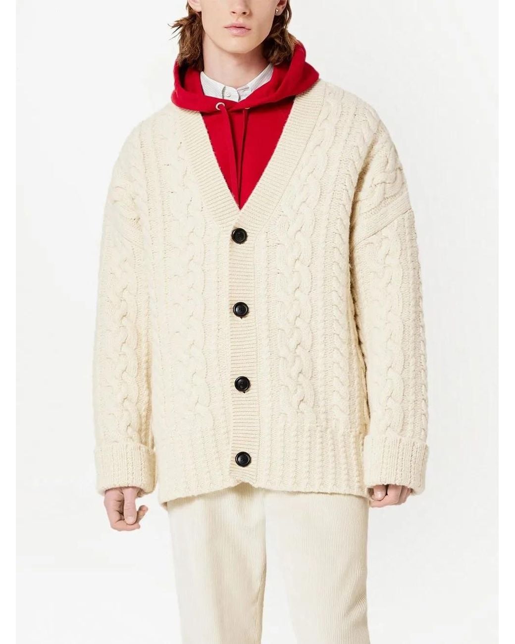 AMI Natural White Cable Knitted Cardigan- '20s