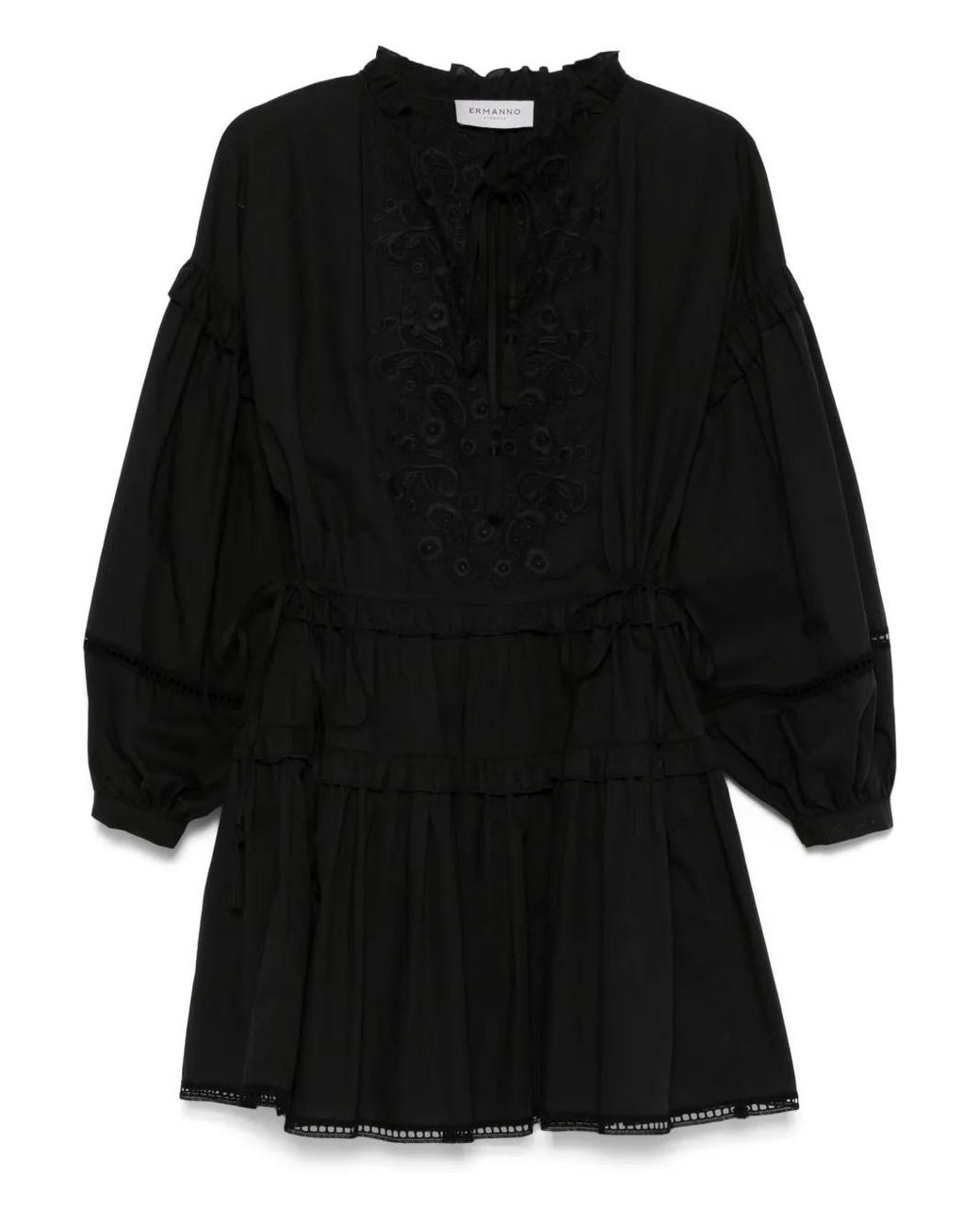ワンピース ERMANNO LACE-DETAIL MINI DRESS ERMANNO FIRENZE Lace-Detail Mini Dress in Black | Lyst UK