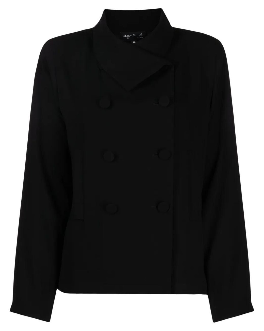 Agnes B. Black Asymmetric Double-Breasted Jacket