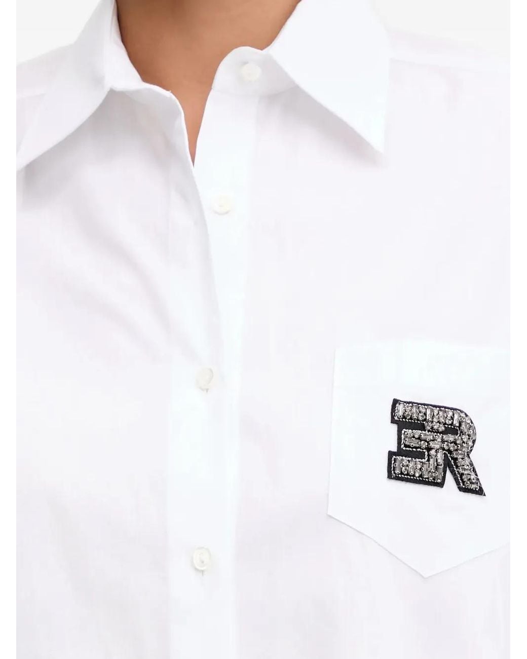 ERMANNO FIRENZE White Logo-Detail Long-Sleeve Shirt