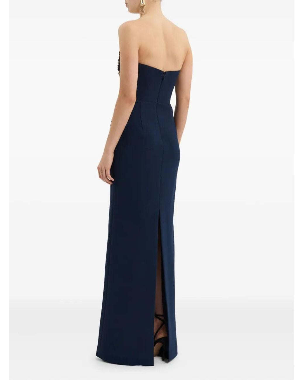 Rebecca Vallance Blue Orla Embellished Strapless Maxi Dress