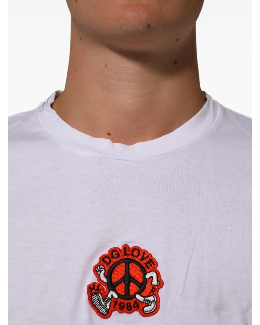 Dolce & Gabbana White Dg Love Patch T-Shirt for men
