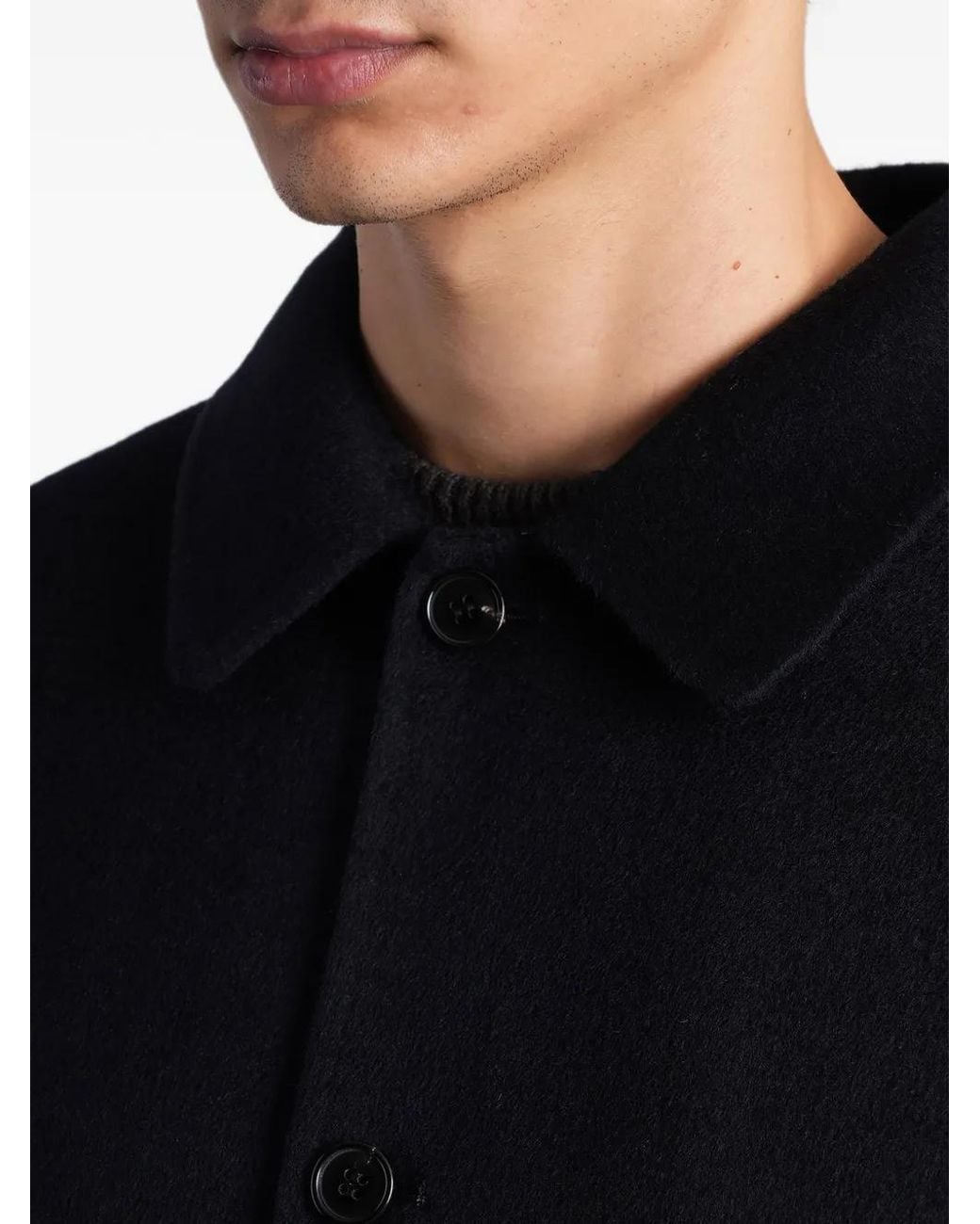 Low Brand Black Button-Up Patch-Pocket Jacket for men