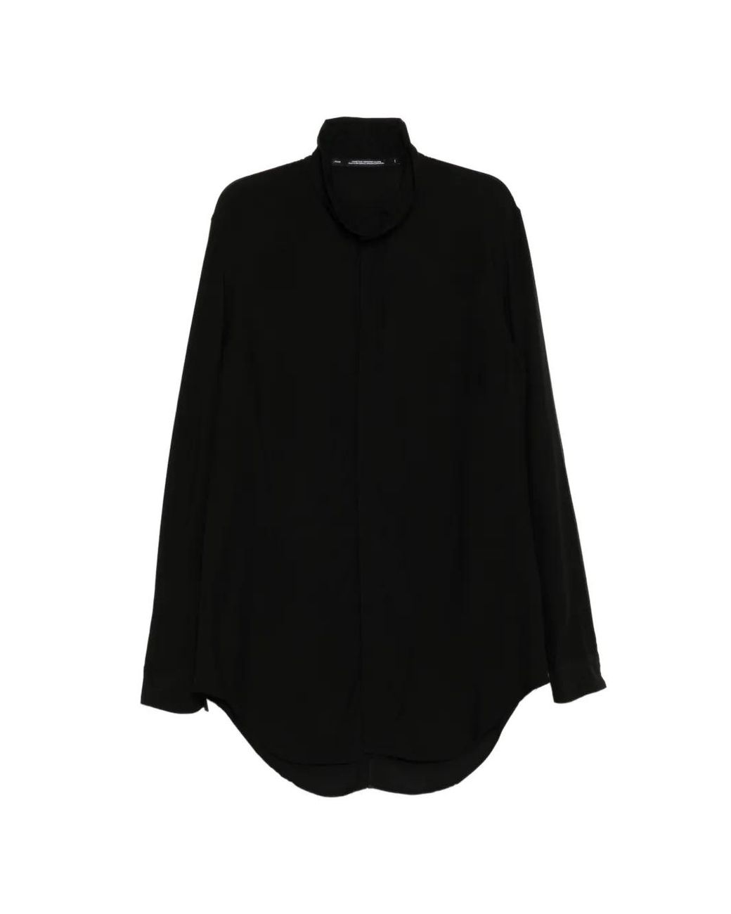 Julius Black High-Neck Curved Hem Shirt for men