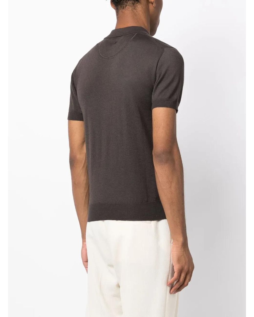 Valentino Garavani Black Knitted Short-Sleeve Polo Shirt for men