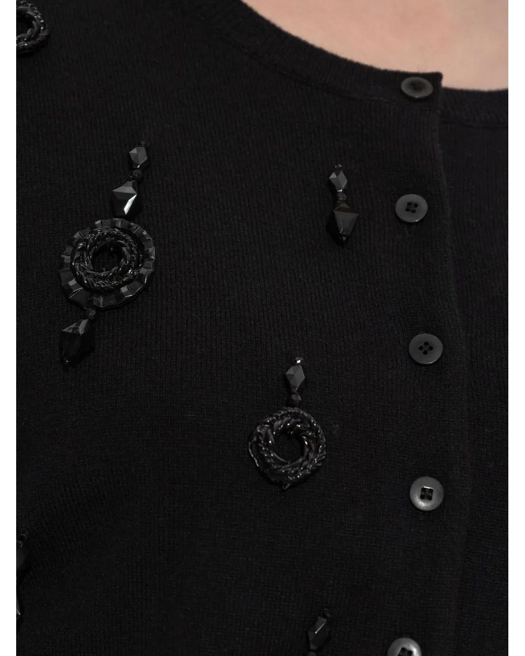 Tory Burch Black Embellished Button-Fastening Sweater
