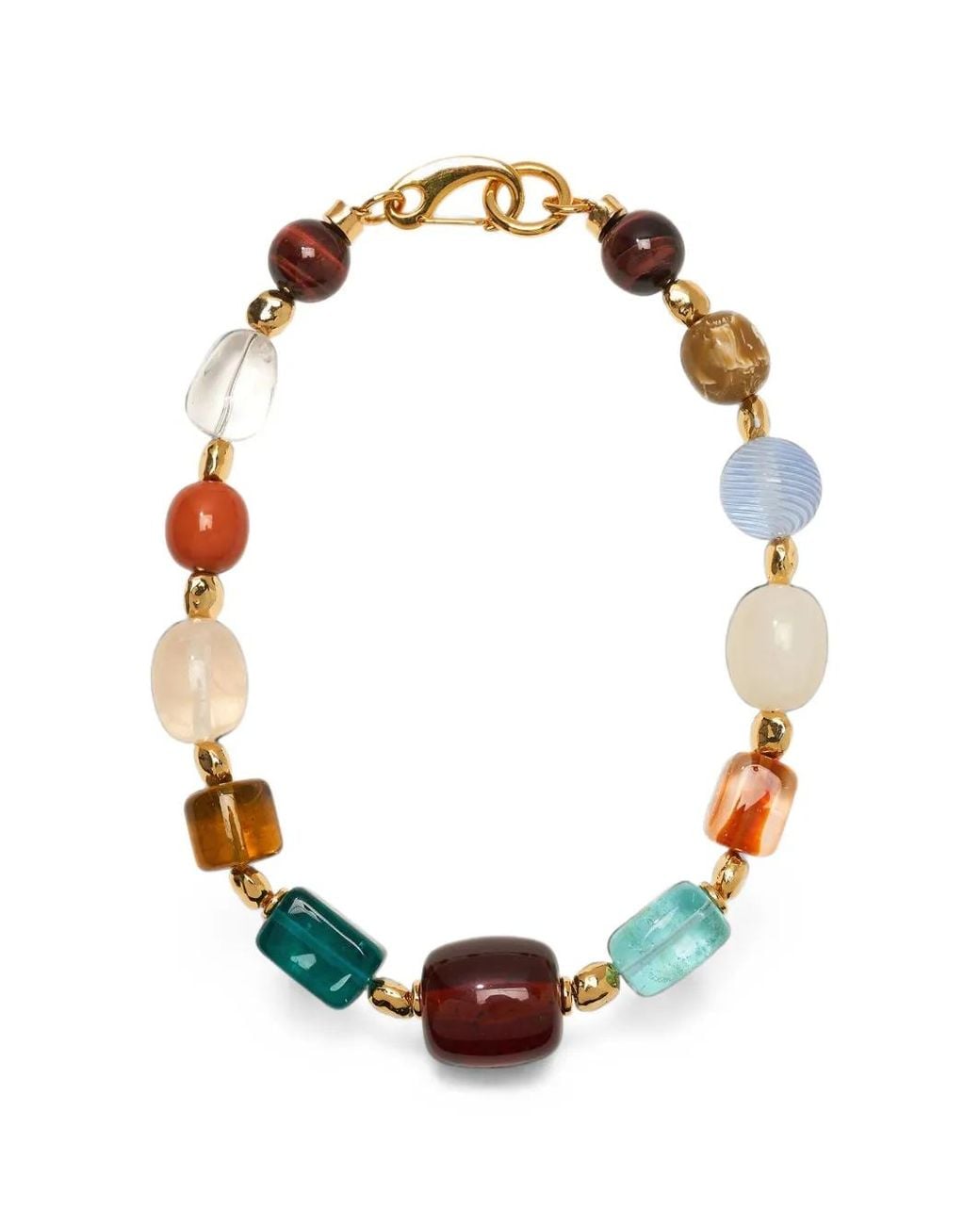 Lizzie Fortunato White Acrobat Tiger Eye Beaded Necklace