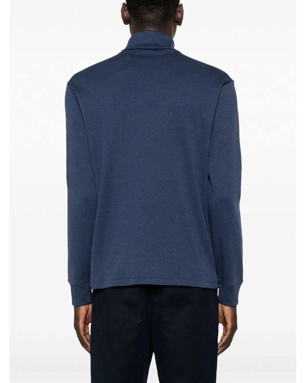 Polo Ralph Lauren Blue Logo-Embroidered Roll-Neck Jumper for men