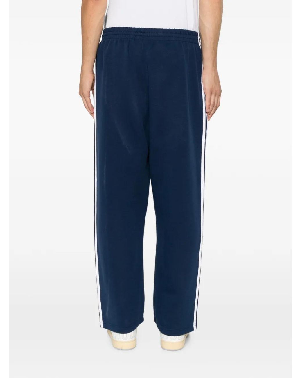 Adidas Blue Logo-Embroidered Side-Stripe Track Pants for men