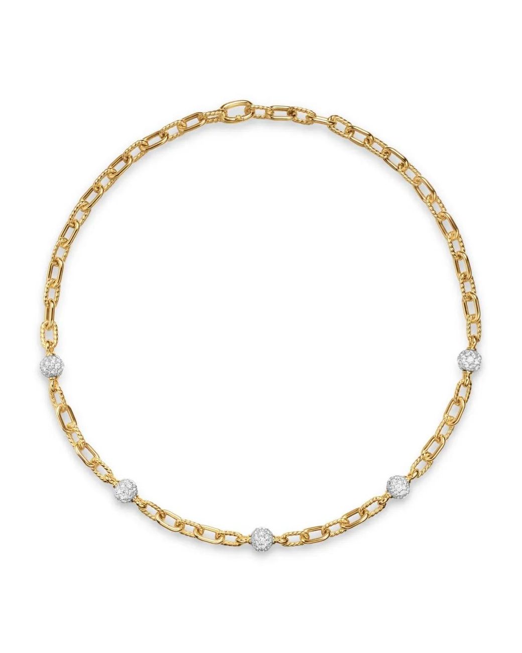 David Yurman Metallic 18Kt Dy Madison Beaded Diamond Necklace (6Mm)