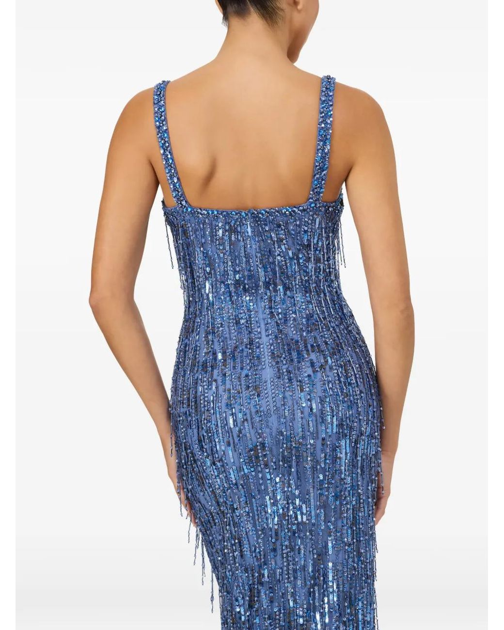 Jenny Packham Blue Fleur Bead-Embellished Gown