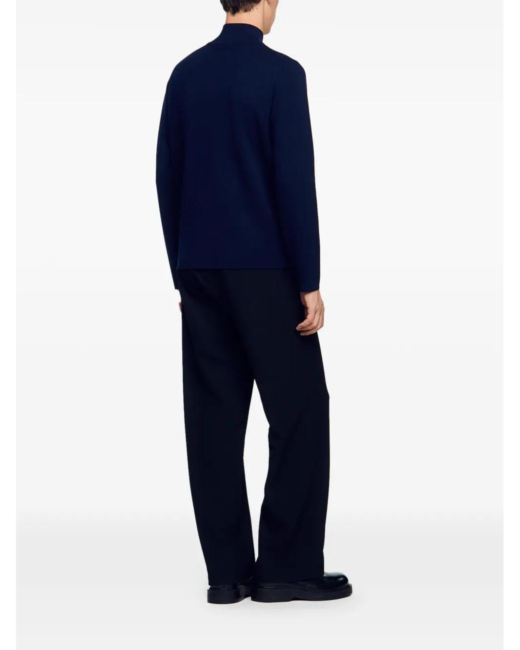 Sandro Blue Wool Sweater With Zipped Collar for men