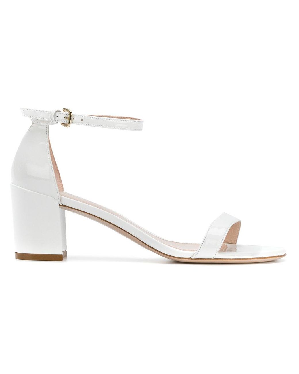 Stuart Weitzman Leather Simple Sandals in White | Lyst