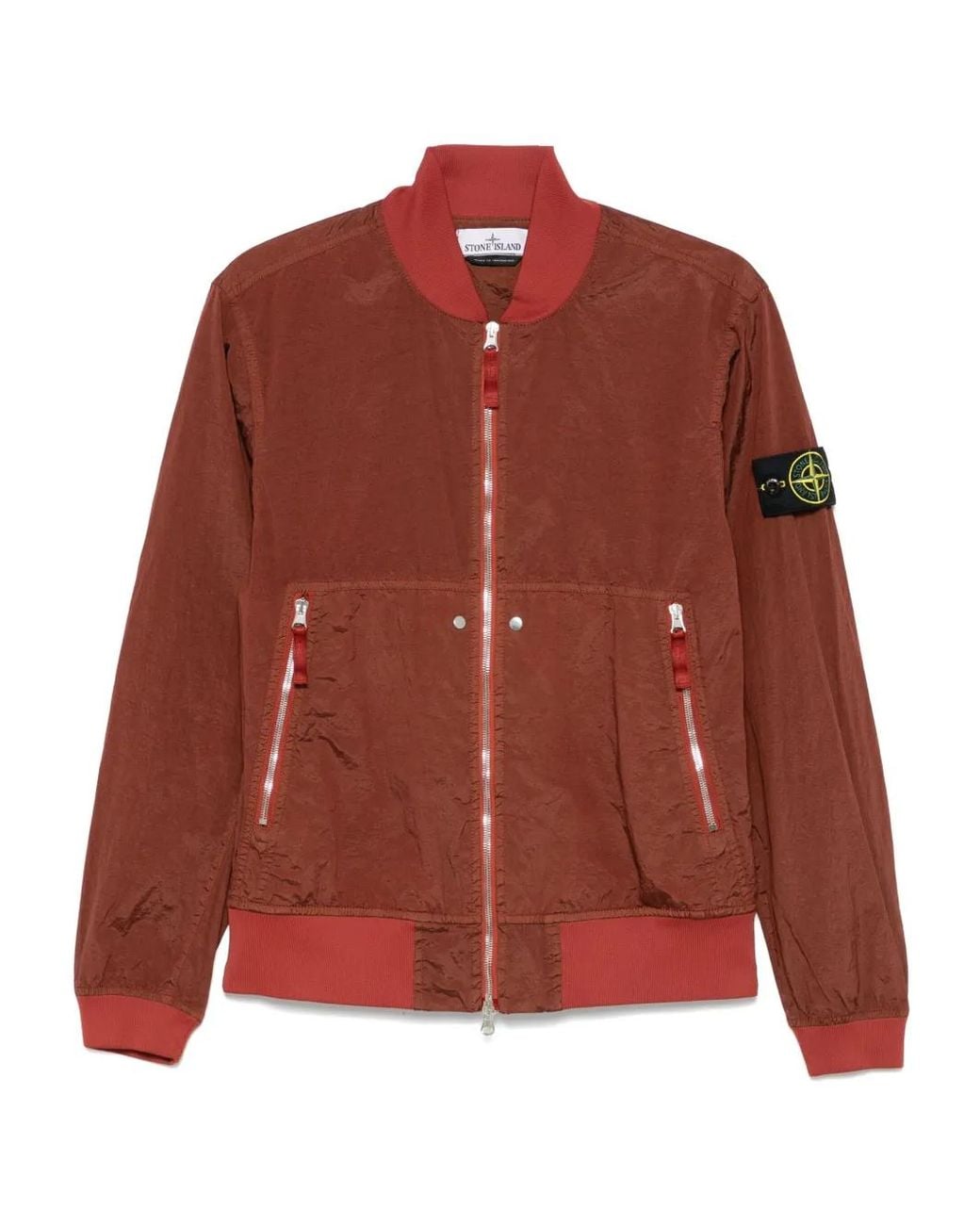 Stone Island Red Bomber Jacket for men