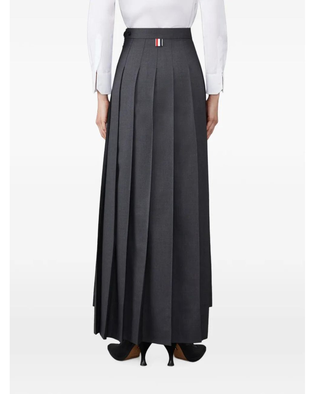 Thom Browne Blue Super 120's Twill Pleated Maxi Skirt