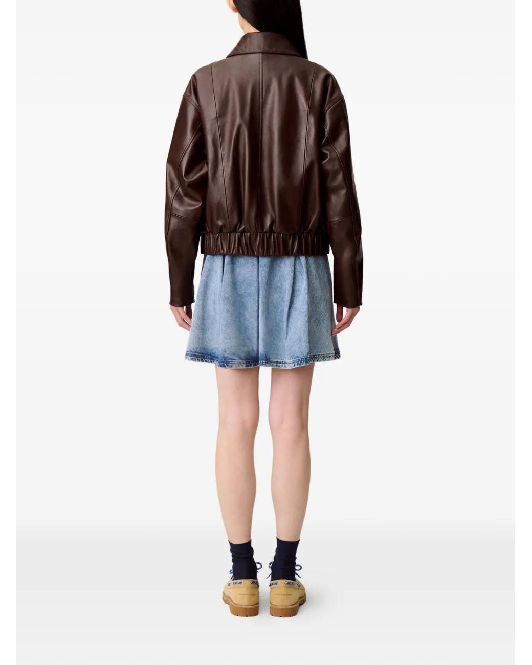 Claudie Pierlot Brown Casual Shiny Leather Jacket