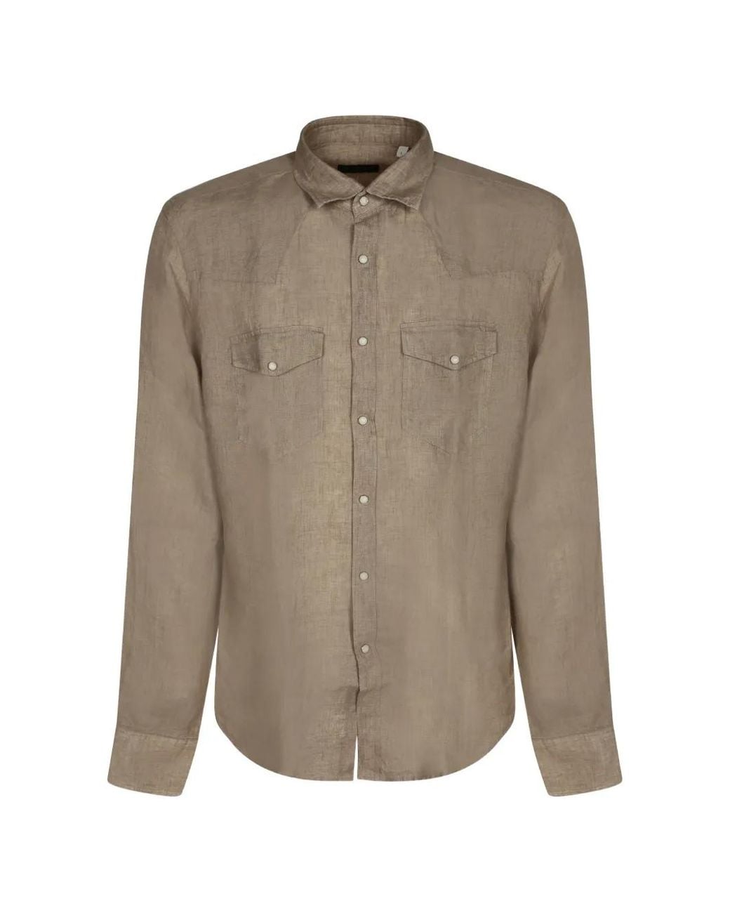 Dell'Oglio Brown Western-Yoke Flap-Pocket Shirt for men