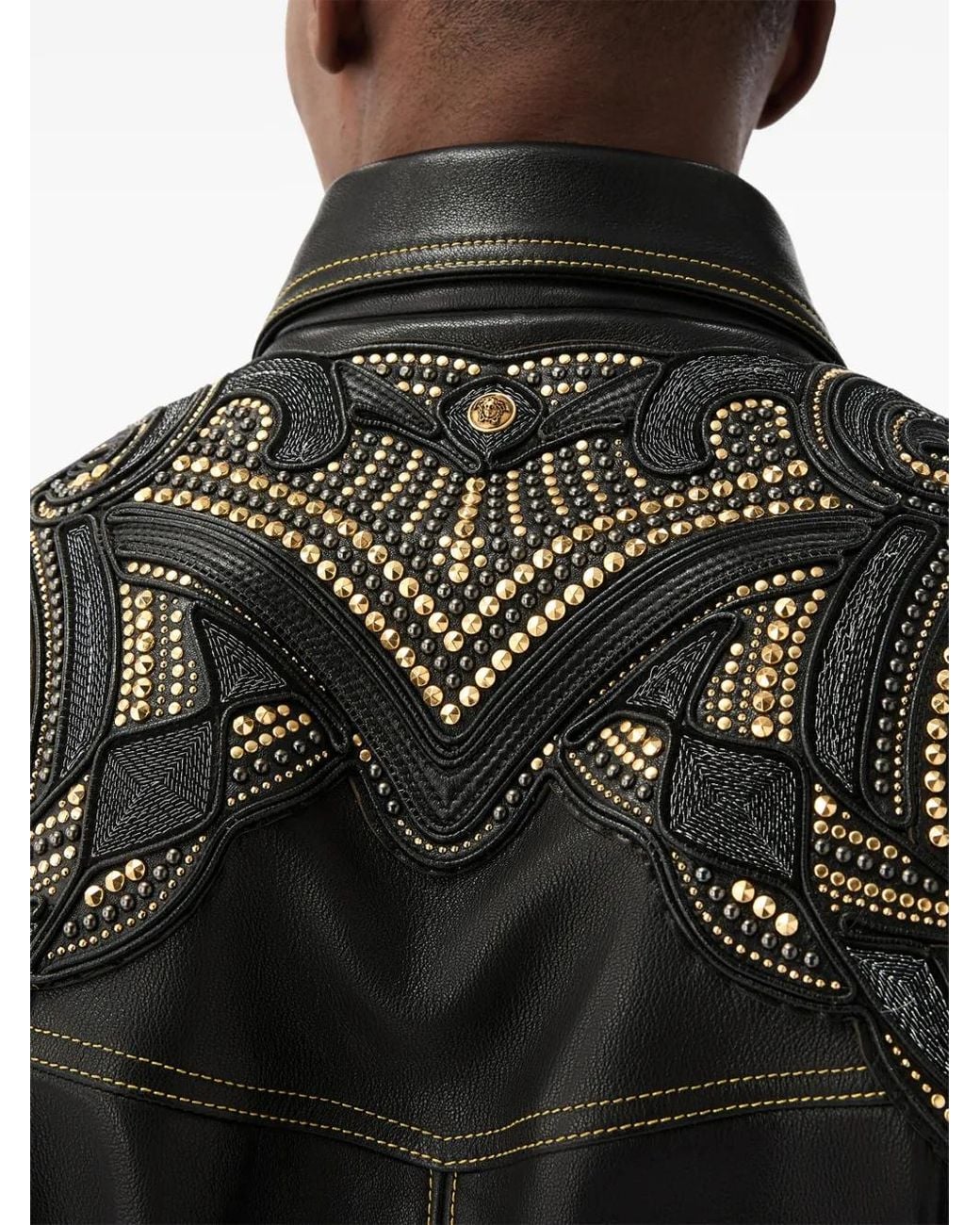 Versace Black Embroidered Nappa Blouson for men