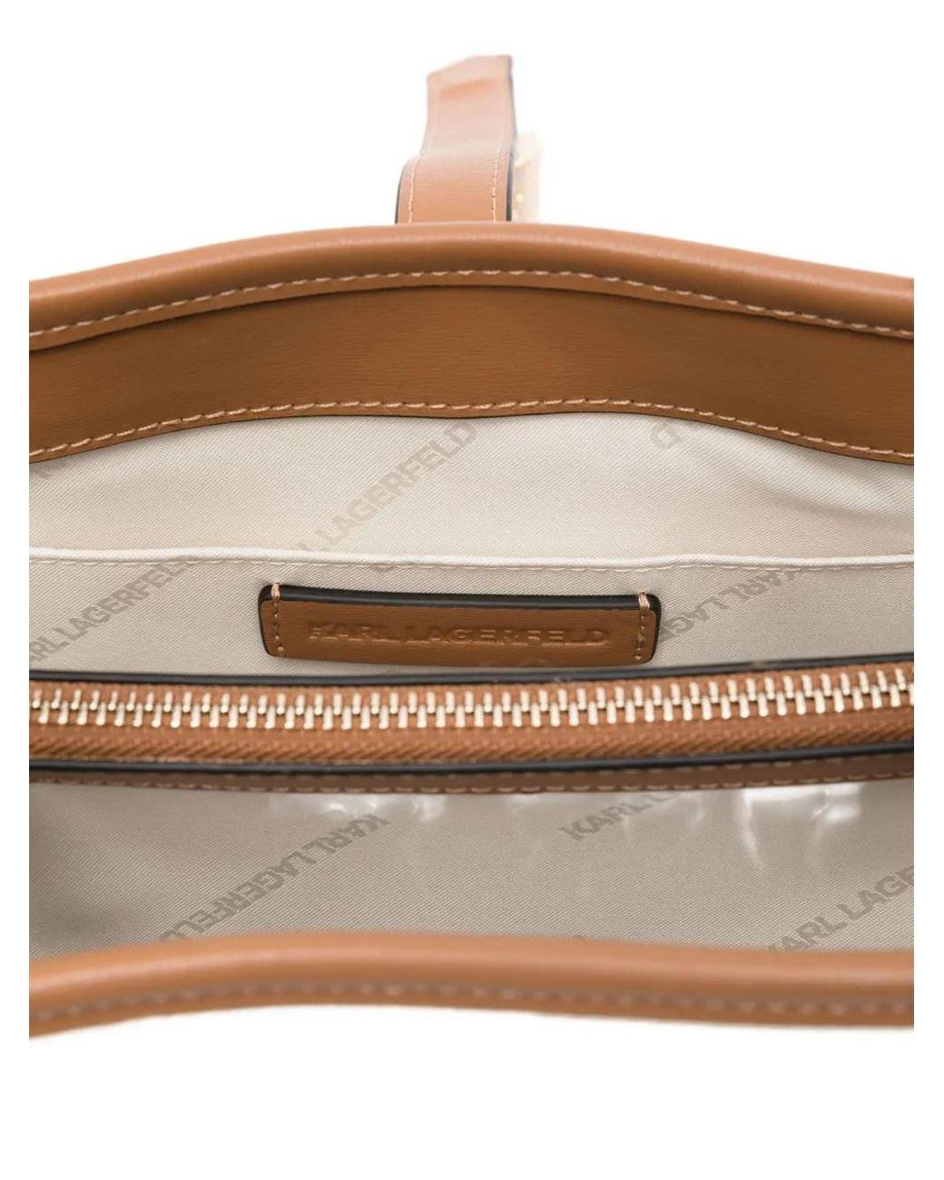 Karl Lagerfeld White Padlock Leather-Trimmed Tote Bag
