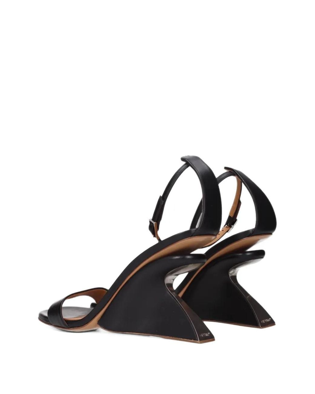 Off-White c/o Virgil Abloh Black Sculptural-Heel Leather Sandals